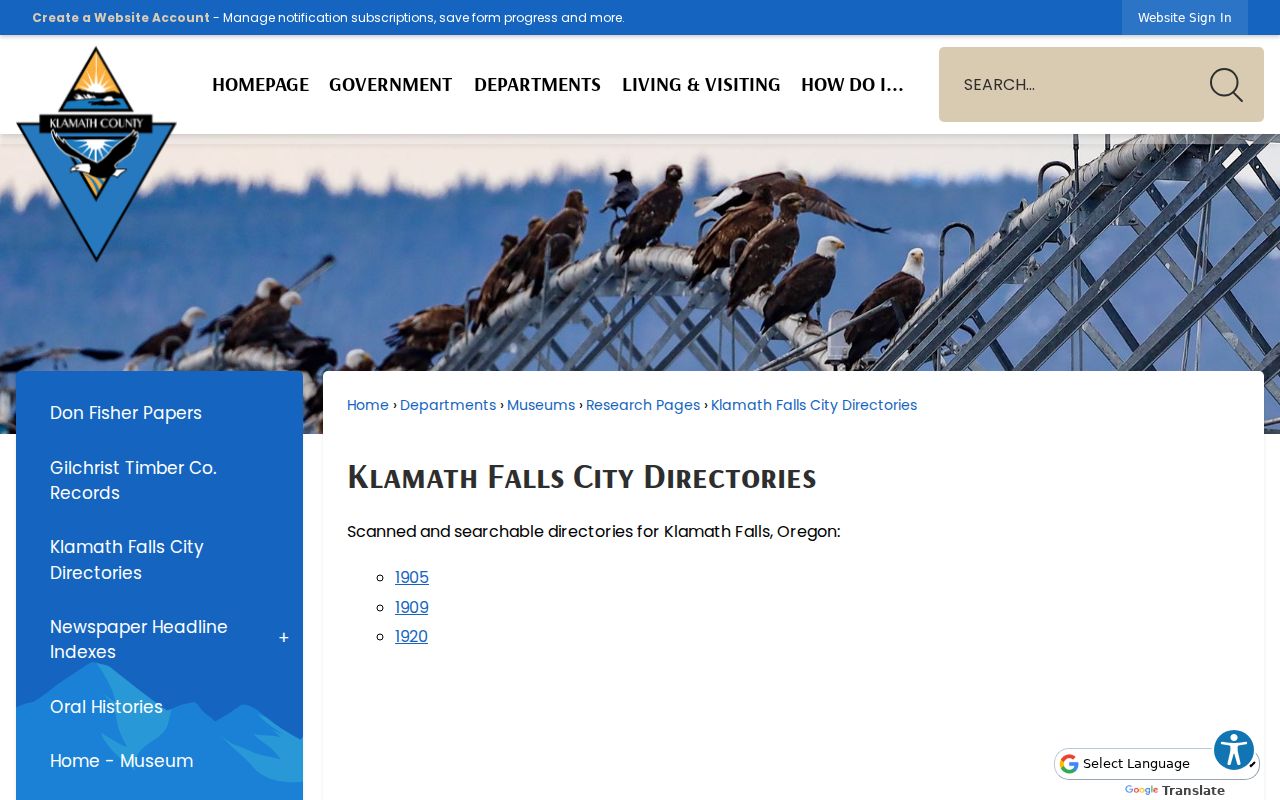 Klamath Falls historical directory collection at Klamath County Museums