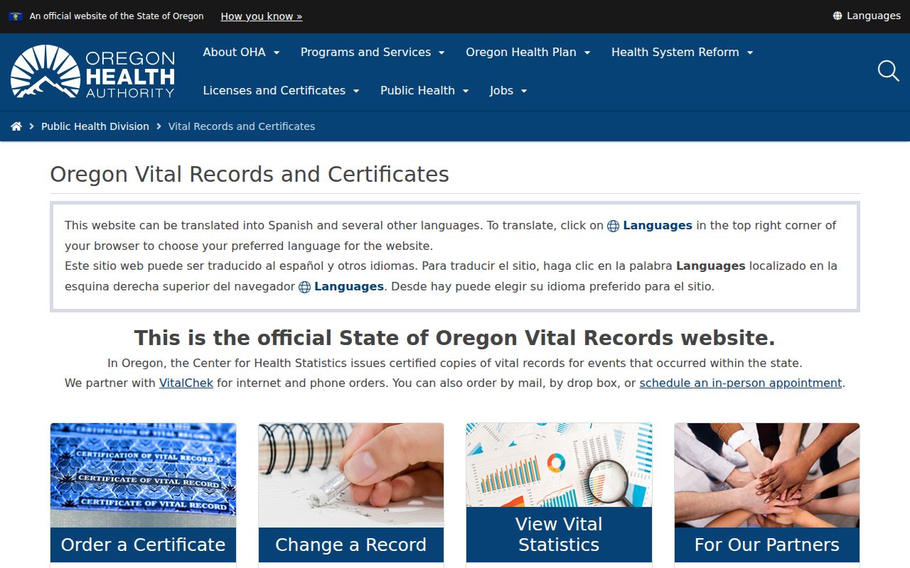 Klamath Falls residents directory Oregon vital records ordering