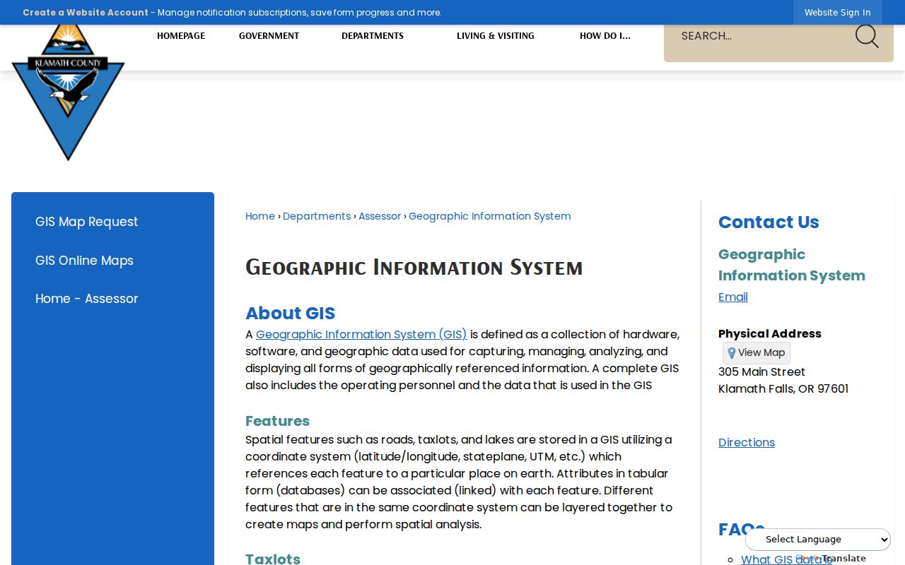 Klamath Falls neighbors Klamath County geographic information system