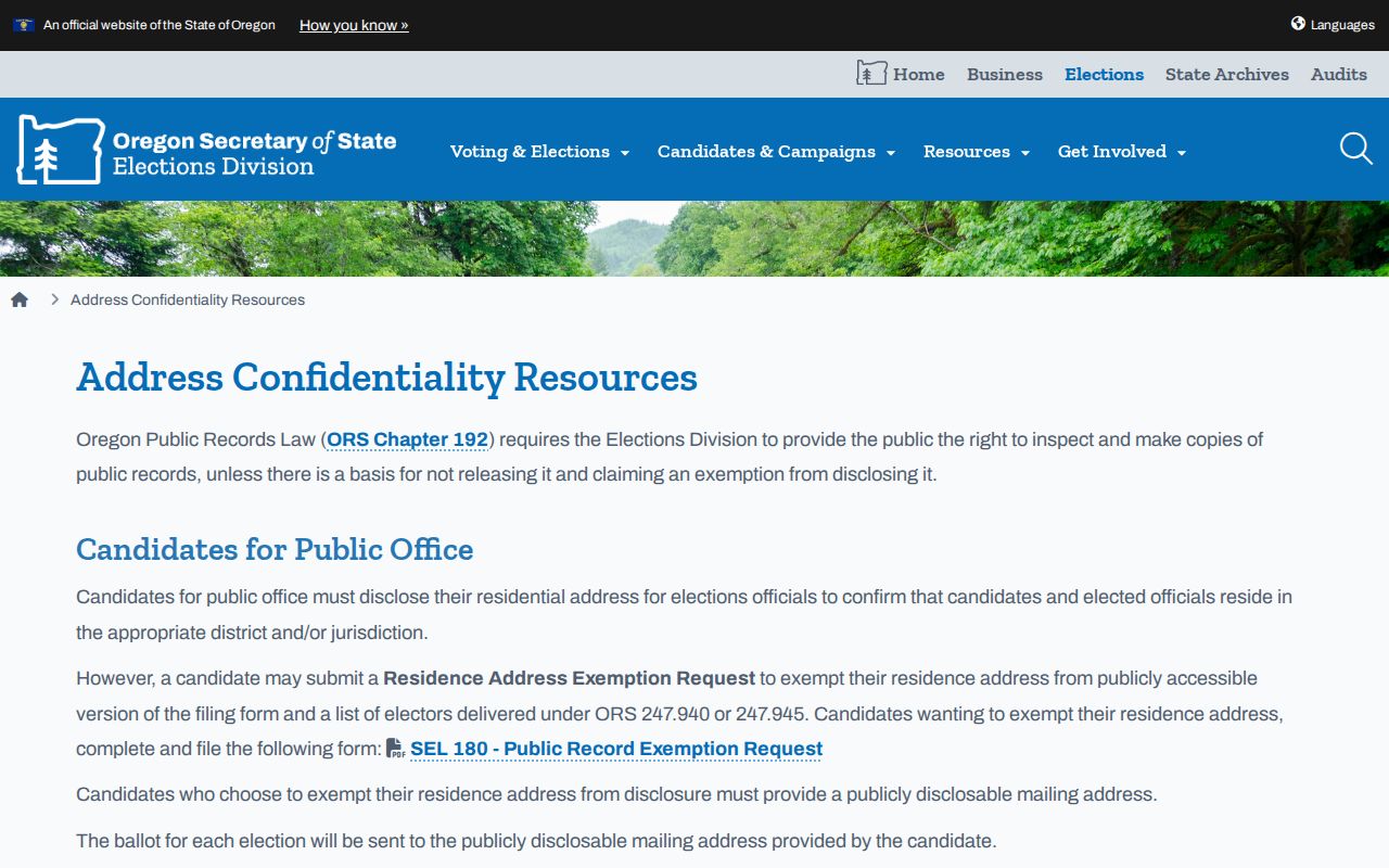 Klamath Falls neighbors Oregon voter address confidentiality information