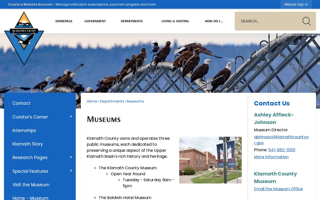 Klamath Falls previous residents reference to Klamath County Museums historical collections