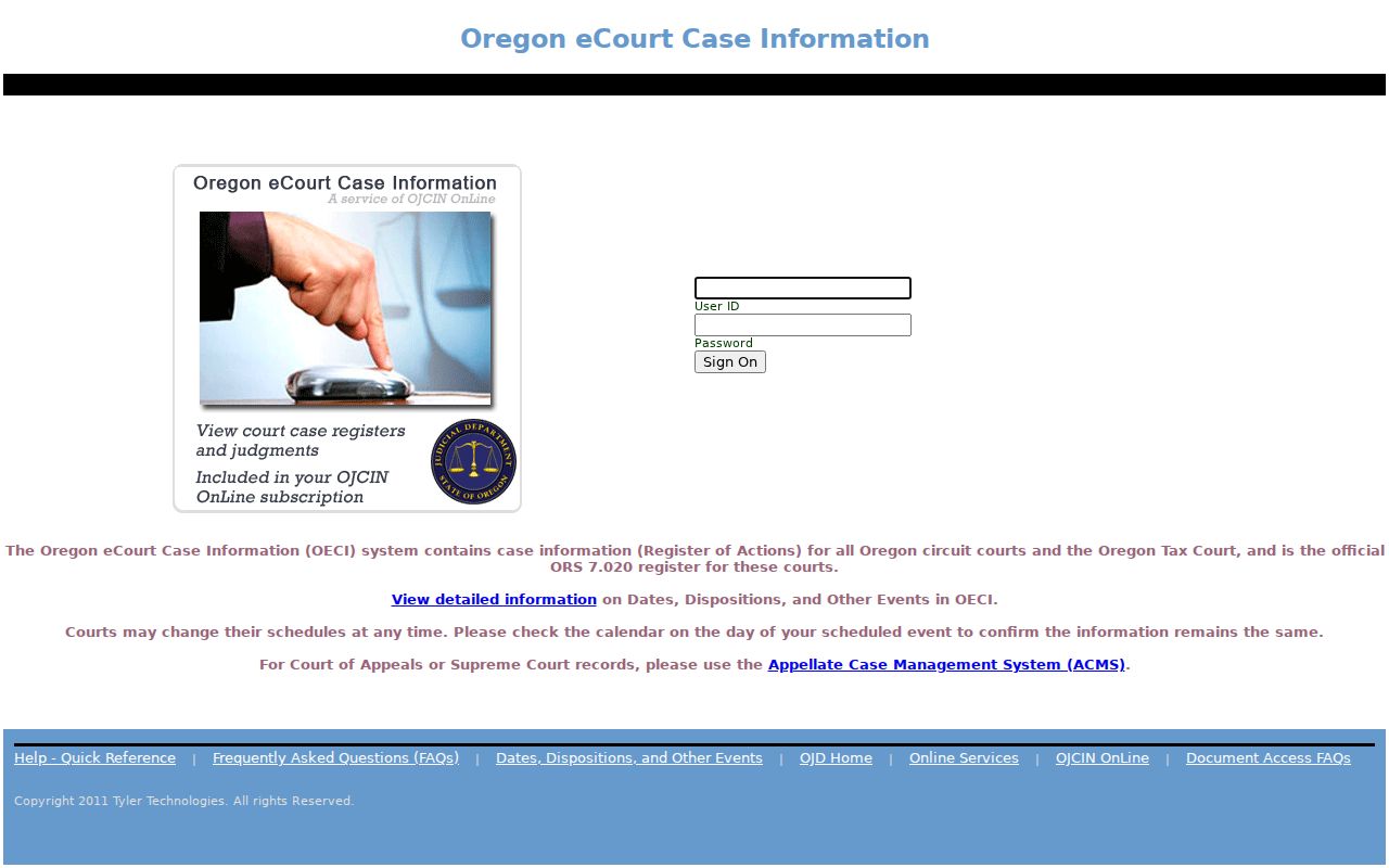 Klamath Falls resident lookup view of Oregon free court search