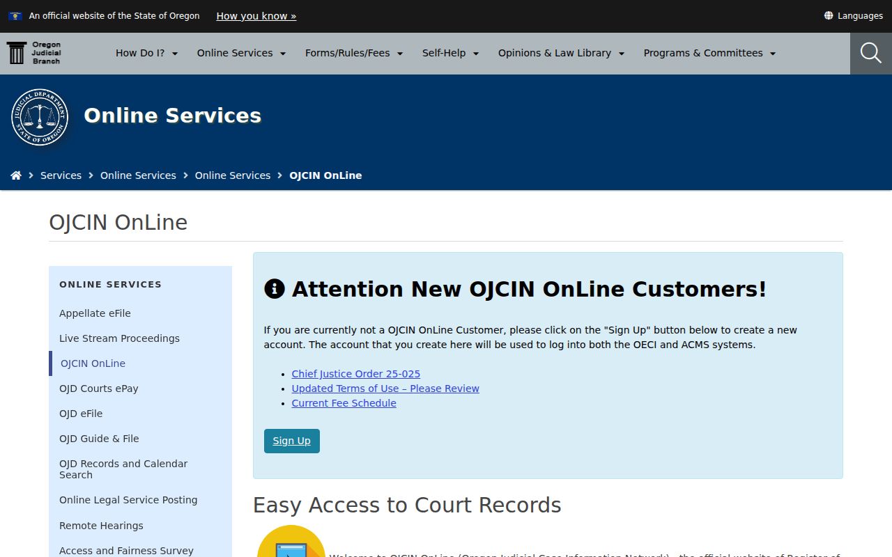 Klamath Falls resident lookup Oregon judicial case information page