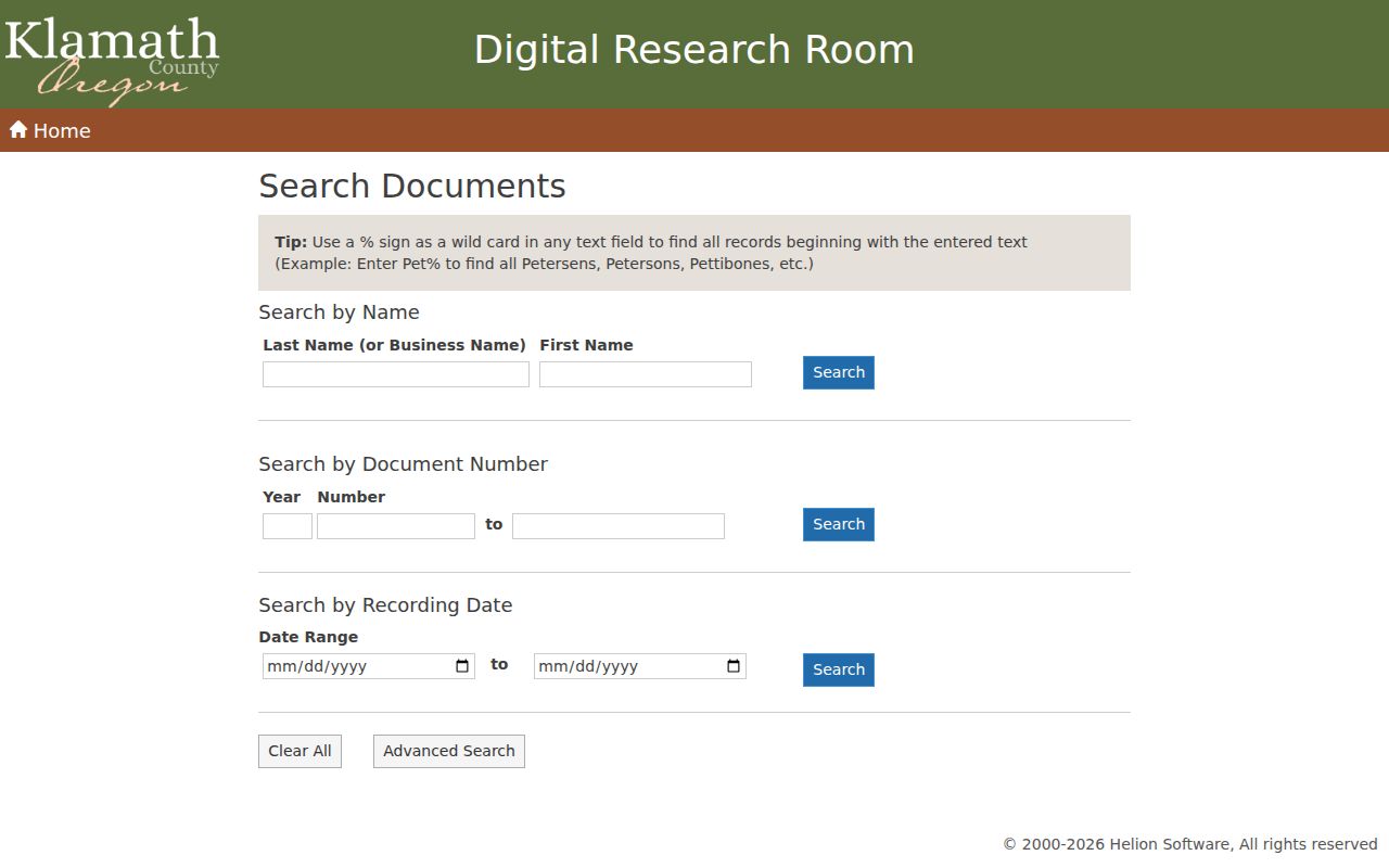 Klamath Falls street directory view of the Klamath County Digital Research Room